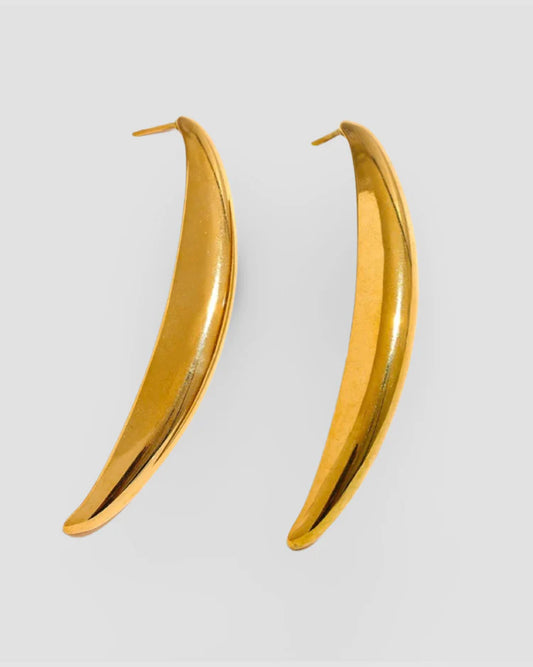 Gold Plated Banana Shaped Long Earrings - Aviksha Creations