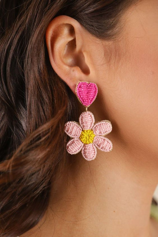 Pinterest Inspired Earring Pink Bead Floral