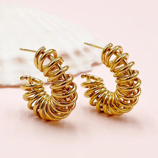 Crystal Hoops 18K Gold