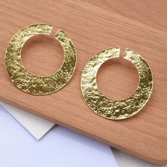 Big gold 18k gold plated alloy earrings, 6cm long creole statement hoop earrings - Aviksha Creations