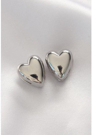 Silver Heart Hoops 1 Cm Anti Tanish