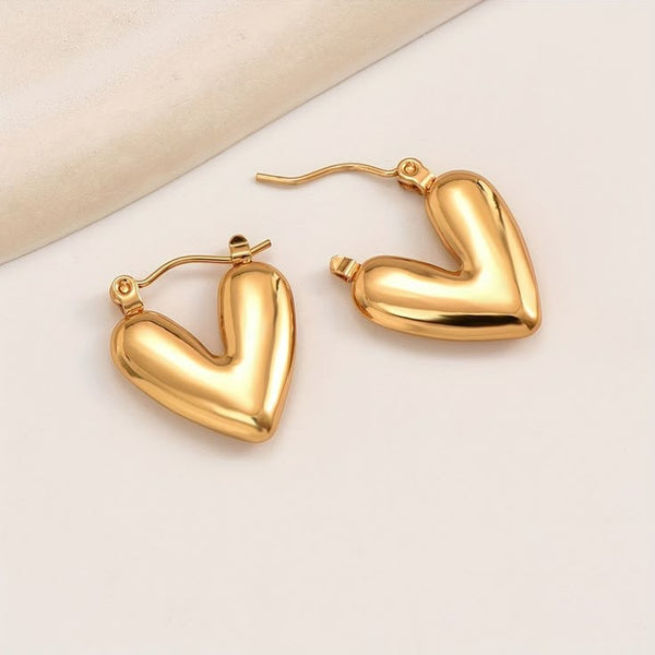 Heart Hoops 18k Gold