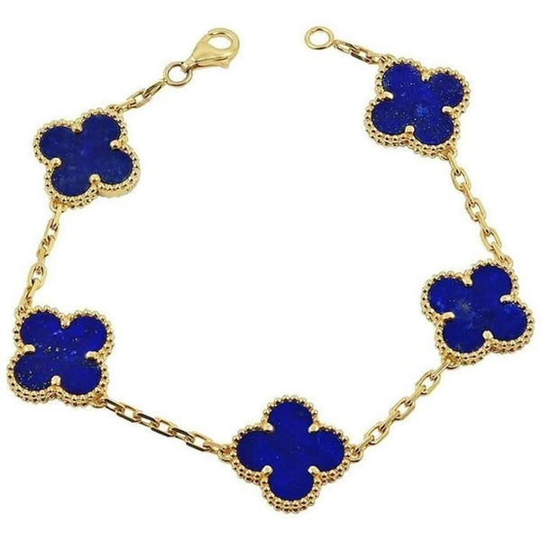 Royal Blue Clover Bracelet 18K Gold
