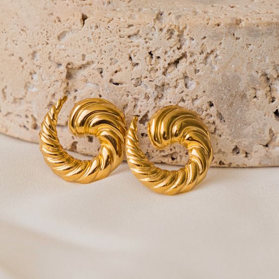 Zest Gold Plated Round Studded Earring size 3 to 3.5 Cm