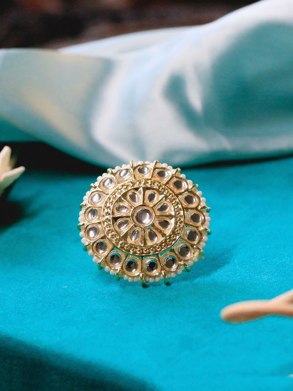 Kundan Adjustable Ring for Ethnic Wear - Aviksha Creations