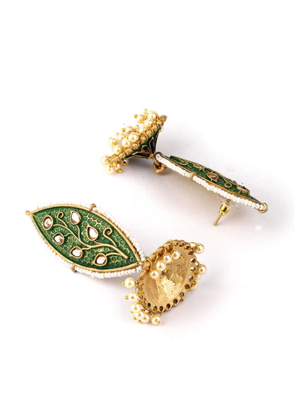 Mint Meenakari Earrings Big Jhumka