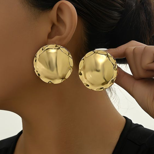 Big Studded Gold Plated Earrings