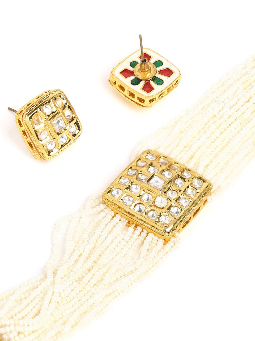 Kundan Beaded Necklace and Earring set for Ethnic Wear - Aviksha Creations