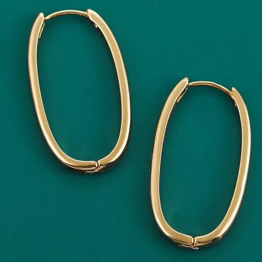 Gold Plated Egga Shaped Hoop Earrings - Aviksha Creations