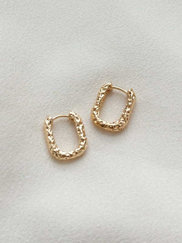 Gold Square Hoops Earrings