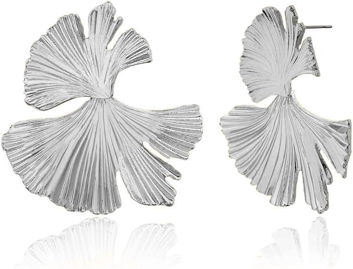 Silver 925 Plated Floral Fan Earrings for Womens and Girls - Aviksha Creations