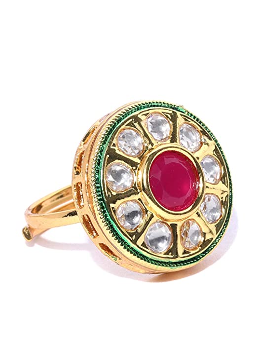 Kundan Adjustable Ring for ethnic Wear - Aviksha Creations