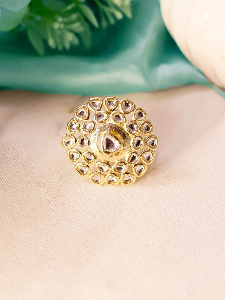 Kundan Adjustable Ring for Ethnic Wear - Aviksha Creations