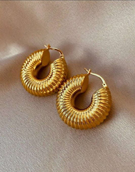 Anti Tanish Gold Plated Stainless Steel Round Earrings Fine Gemstone Studs Earrings - Aviksha Creations