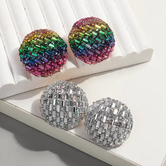 Multi Coloured and Silver Big Chunky Studs - Aviksha Creations