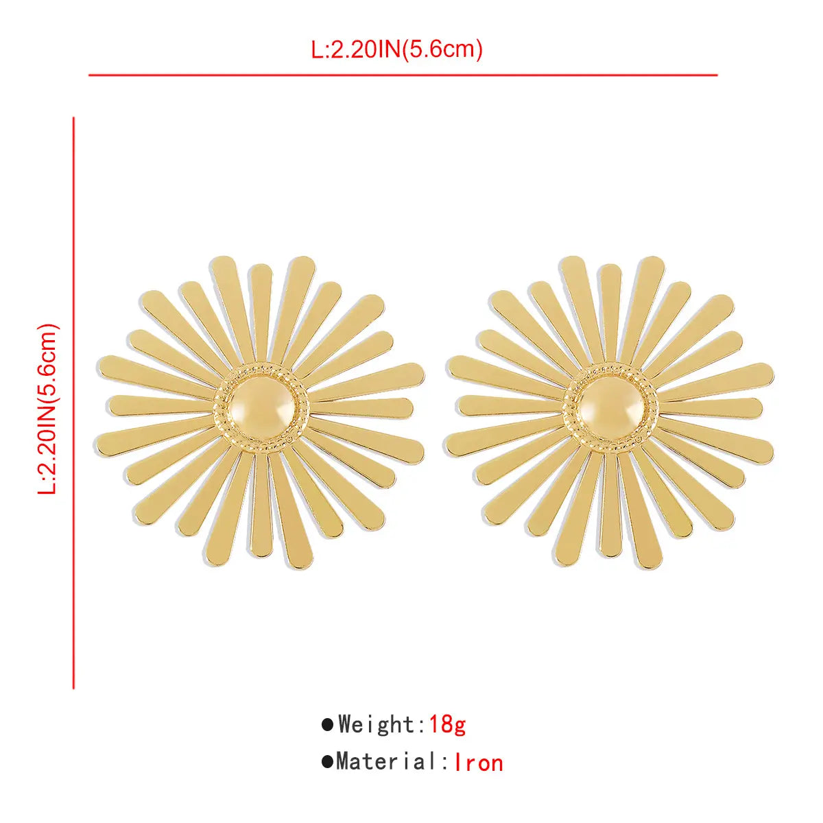 SunFlower Gold Plated Big Studded Earrings for Womens and Girls - Aviksha Creations