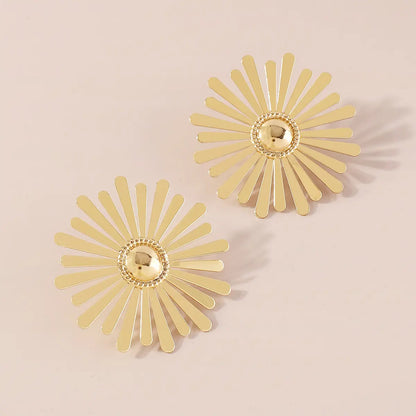 SunFlower Gold Plated Big Studded Earrings for Womens and Girls - Aviksha Creations