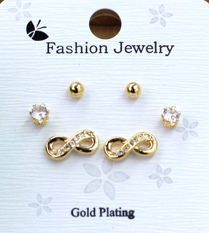 3 Set of Diamond Earrings Silver Plated - Aviksha Creations