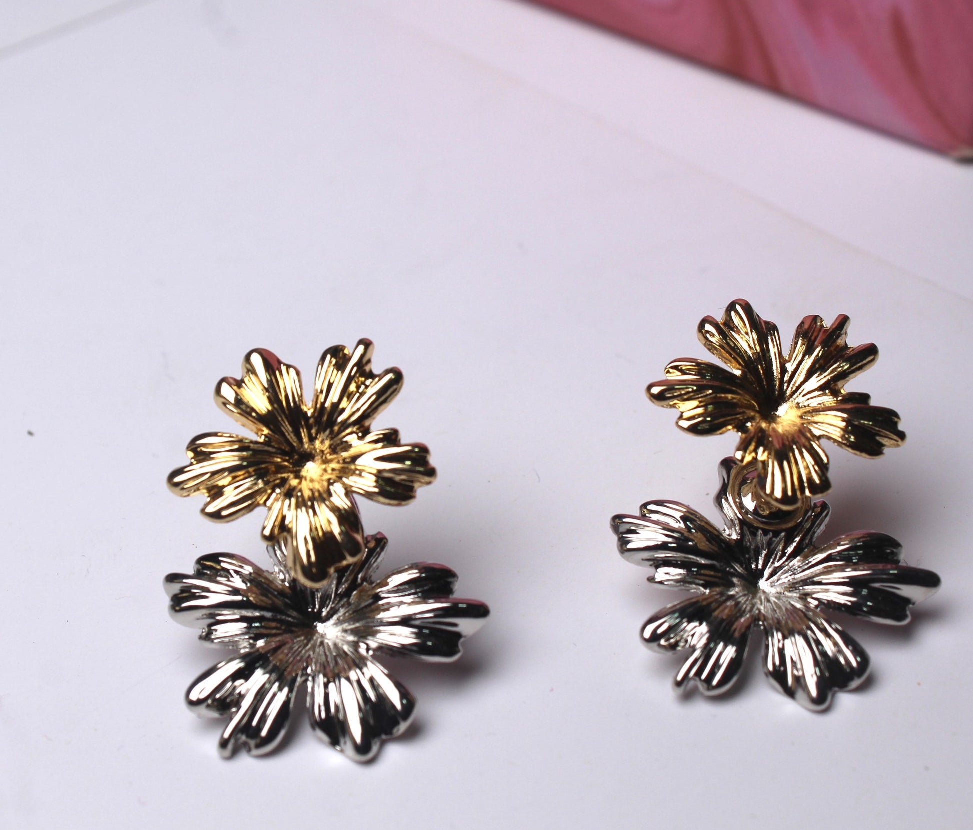 Silver and Gold 2 in 1 Earrings Trending Stud - Aviksha Creations