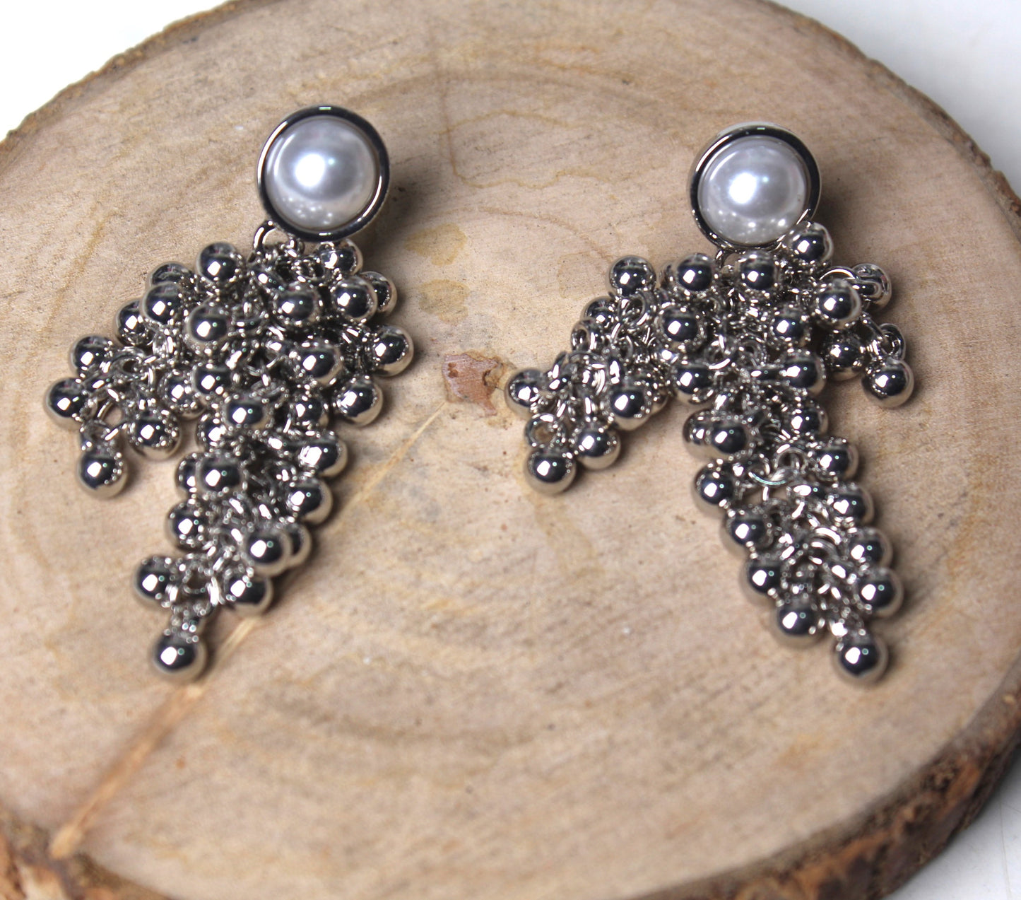 Silver Pearled Dangler Earrings for Casual or Daily Wear - Aviksha Creations