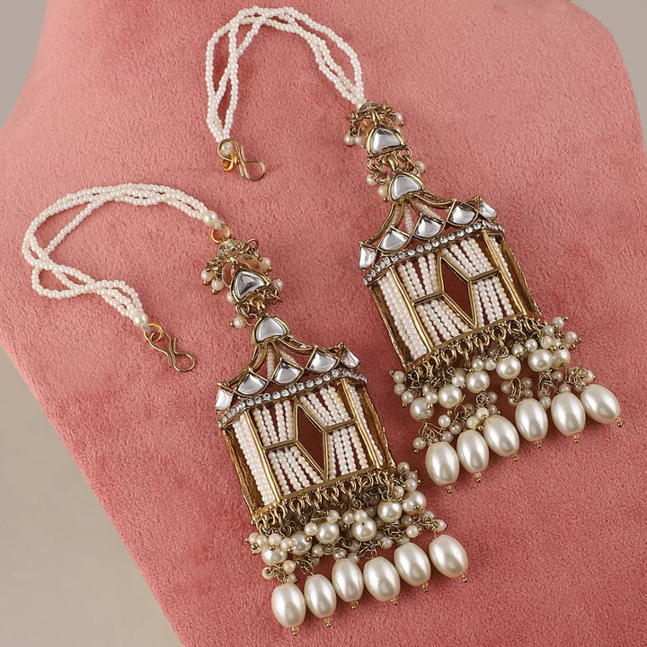 Doli Earring with White beads and Kundan Pearled - Aviksha Creations