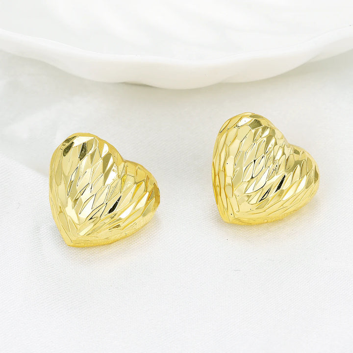 Gold Plated Heart Earrings - Aviksha Creations