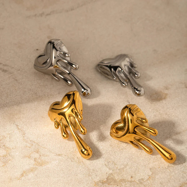 Melting Heart Earrings Gold and Silver