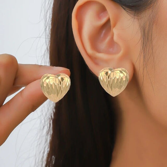 Gold Plated Heart Earrings - Aviksha Creations
