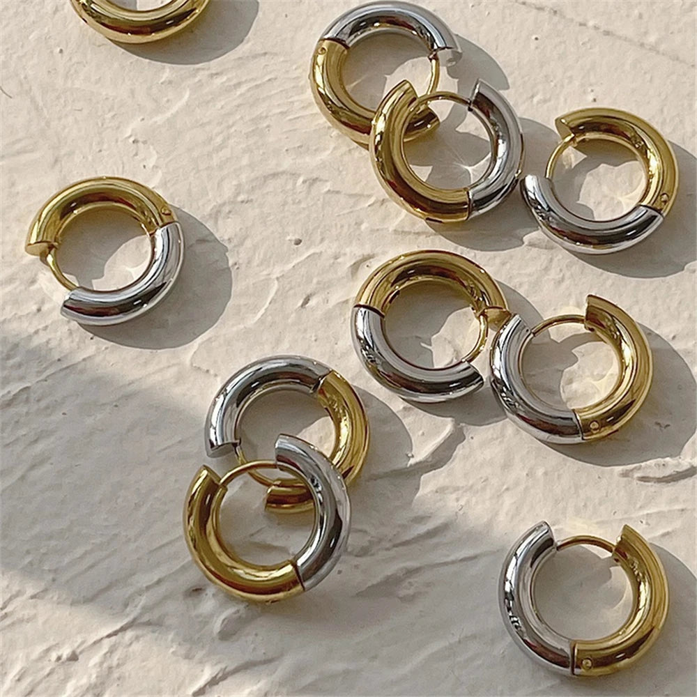 Silve +Gold Small Hoops 15 mm