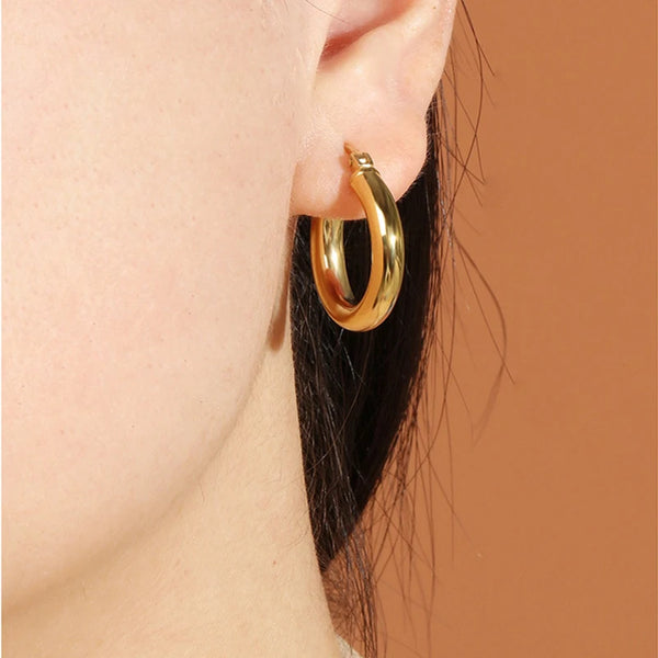 18K Gold Round Earrings