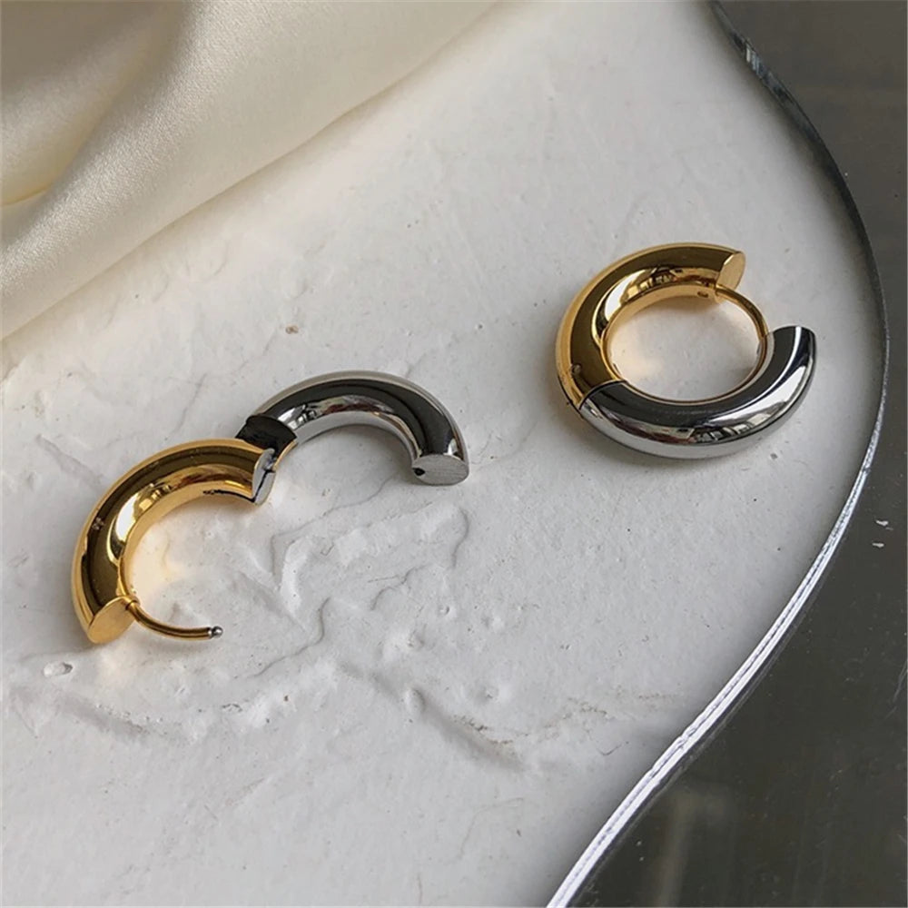 Silve +Gold Small Hoops 15 mm