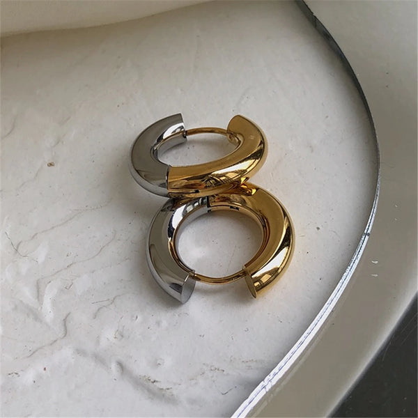 Silve +Gold Small Hoops 15 mm