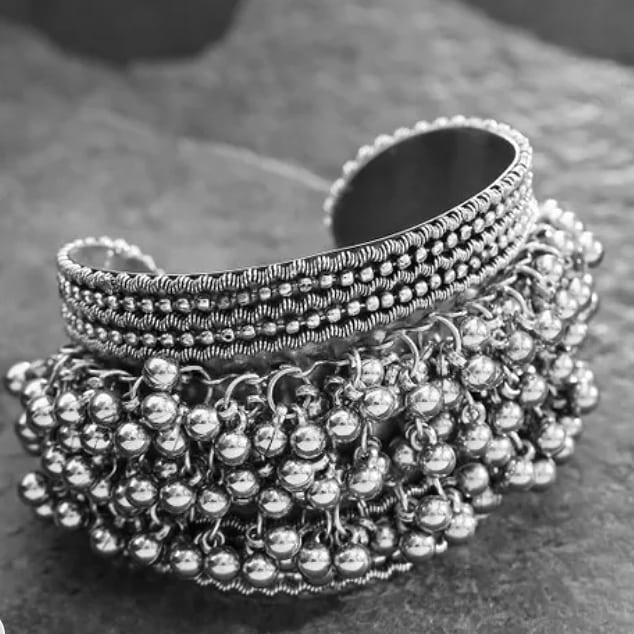 SILVER Oxidised Kada Adjustable for Womens and Girls - Aviksha Creations