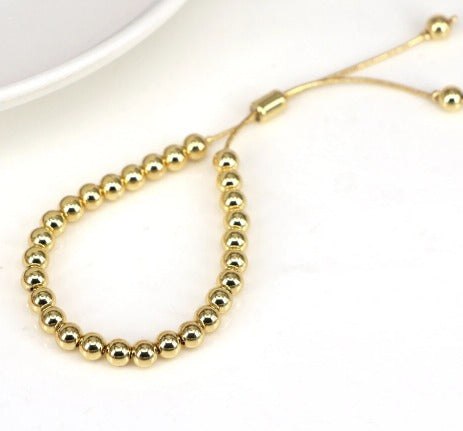 Trend Stretch Stainless Steel Bracelets Gold Color Stacked Ball Beaded Bracelet For Women Men Jewelry - Aviksha Creations
