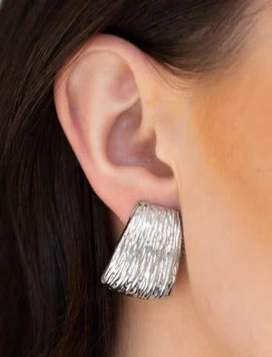 Silver Studded Clip on Earrings