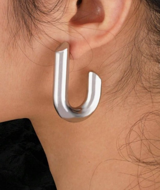 Aurora Drops Silver Half Earring J Pattern Anti Tanished