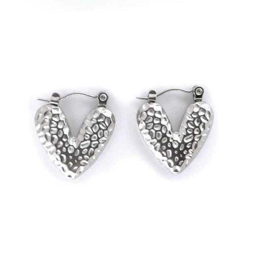 Silver Heart Small Hoops 1.2 Cm Anti Tanish