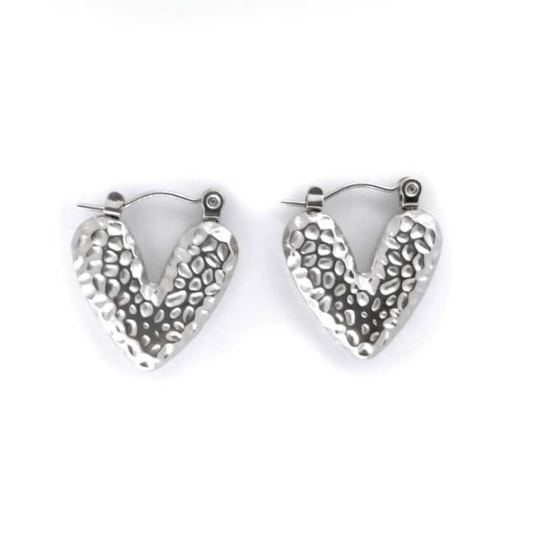 Silver Heart Small Hoops 1.2 Cm 18K