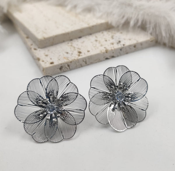 Silver Floral Studs