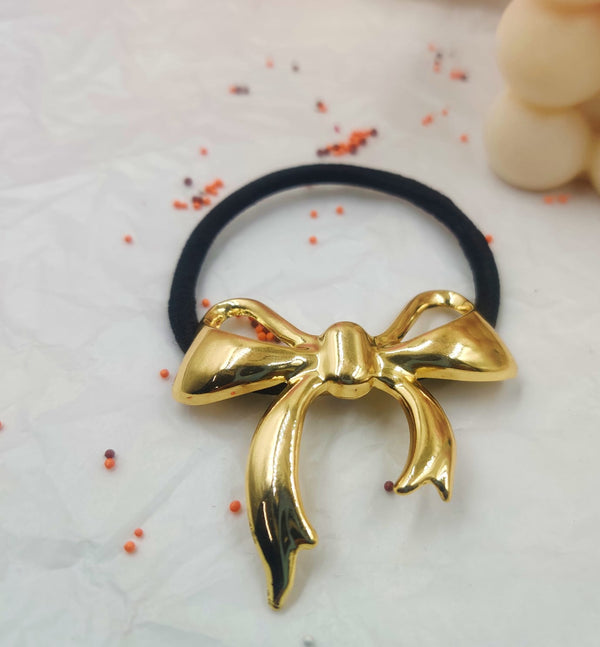 Bow Hair Rubber 18K Gold