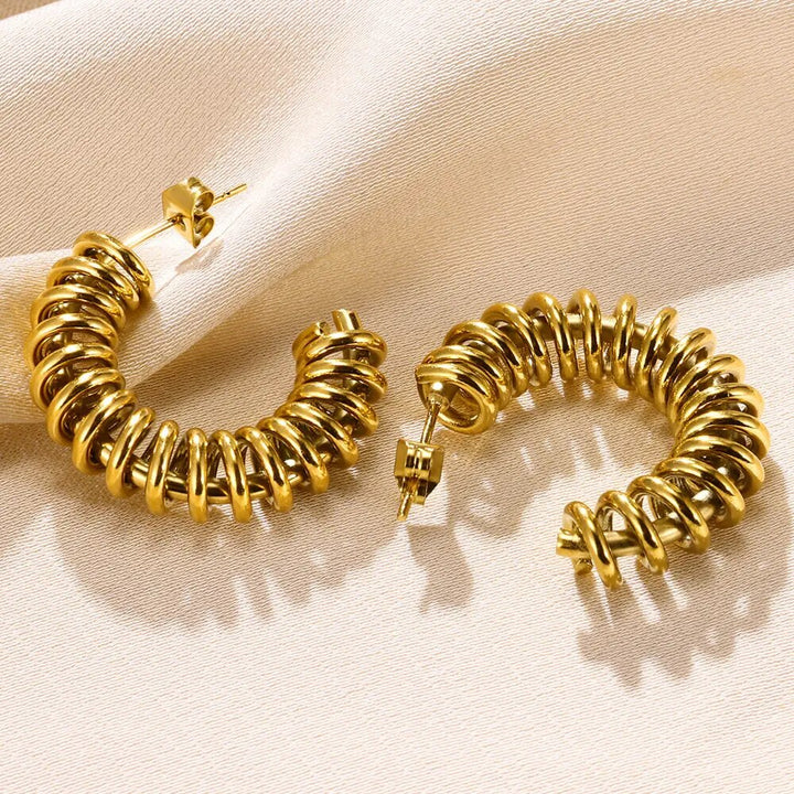 Twisted Hooped Earring 18k Gold Plated Anti Tanish Trendy Collection for casual wear - Aviksha Creations