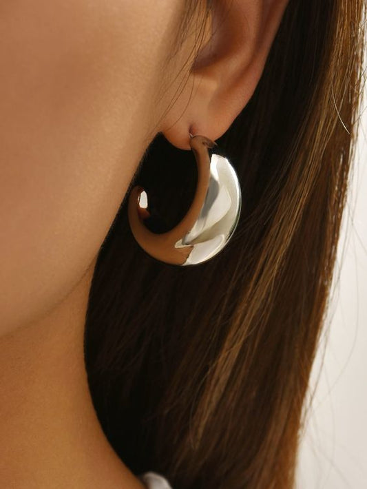Silver Round Hoops Earrings