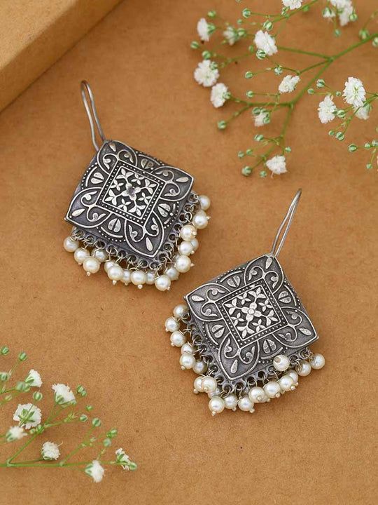 Silver Dangler Earrings Ethnic Wear