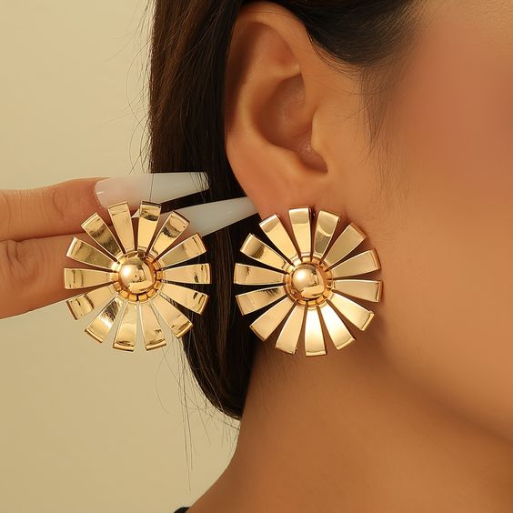 Floral Gold Plated Earrings Studs