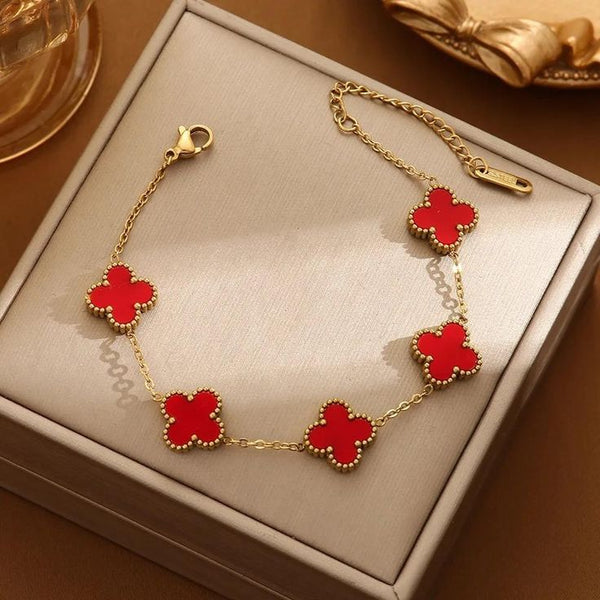 Red Clover Bracelet 18K Gold