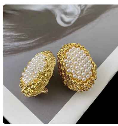 Anti Tanish Studded Earring with Back Support Clip Gold and Silver Colour - Aviksha Creations