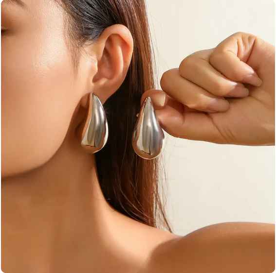 New Metal Huge Size 4Droplet Water Drop Earrings for Women Girls Exaggerated Fashion Oversized Chunky Jewelry - Aviksha Creations