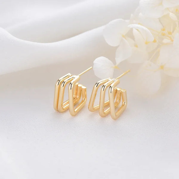 Gold Square hoops Earrings