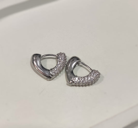 Heart Silver Hoops Ad Anti Tanish Earrings